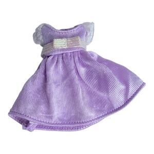 Barbie Doll Clothes Stacie Dress Purple Mini Fit Flare Silver Bow Belted Front